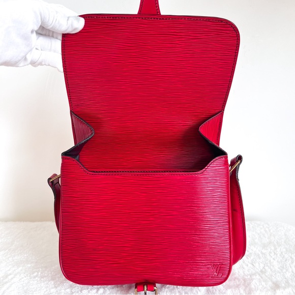LOUIS VUITTON Cartouchiere Epi Red Shoulder Crossbody Bag Vintage MM - Picture 15 of 16